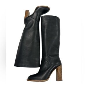 Banana Republic Vero Cuoio Tall Italian Leather Stacked Heel in Black